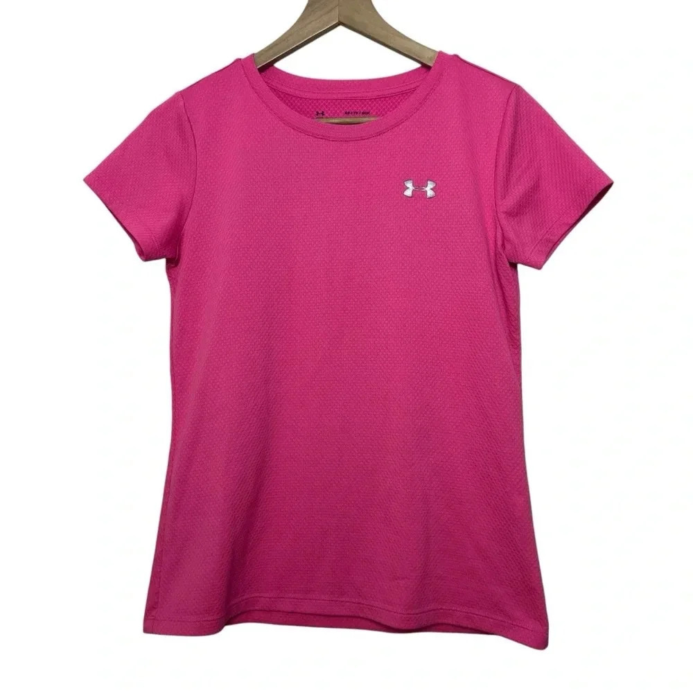 Under Armour Pink HeatGear Armour Loose Short Sleeve Shirt Women's Size XS - Picture 1 of 7